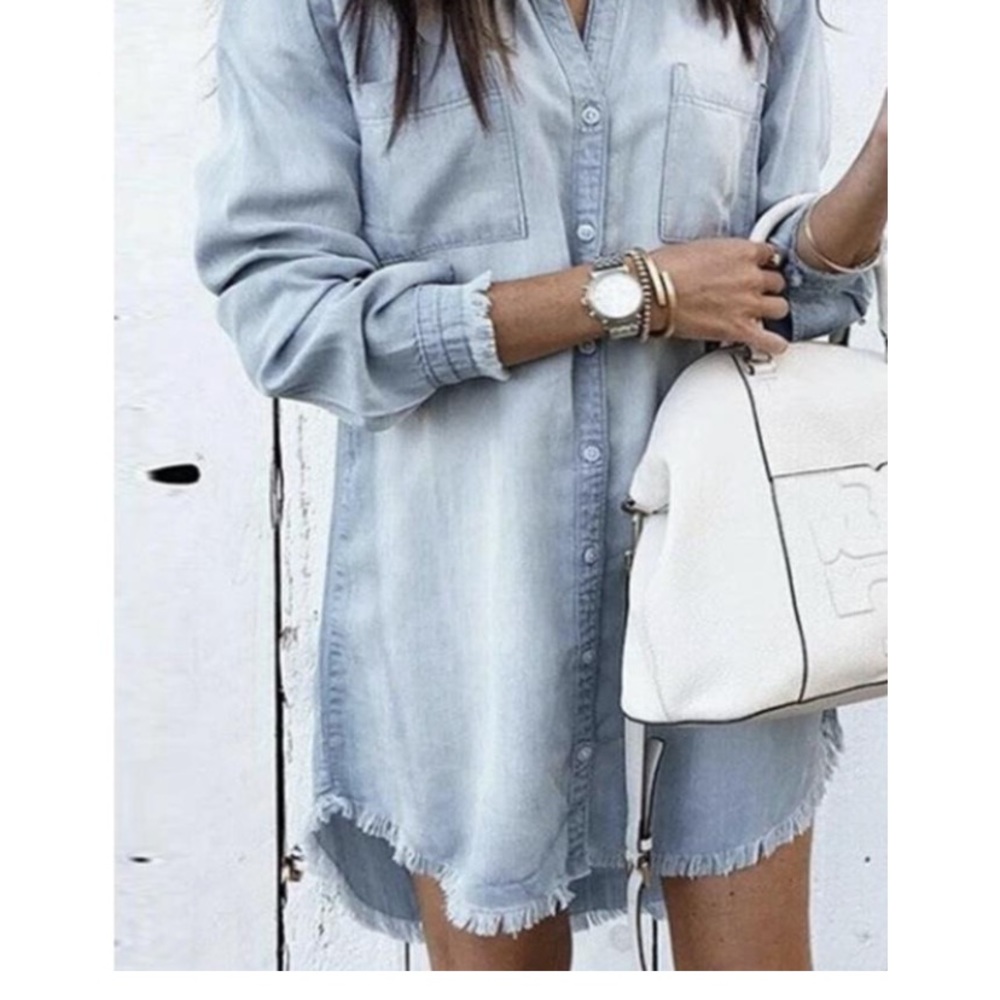 Ripped Denim Shirt/Dress